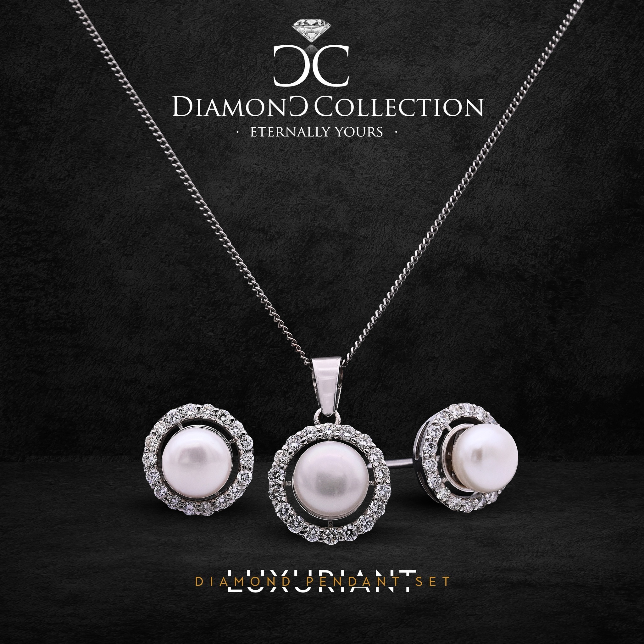 Luxuriant diamond & pearl Pendant set